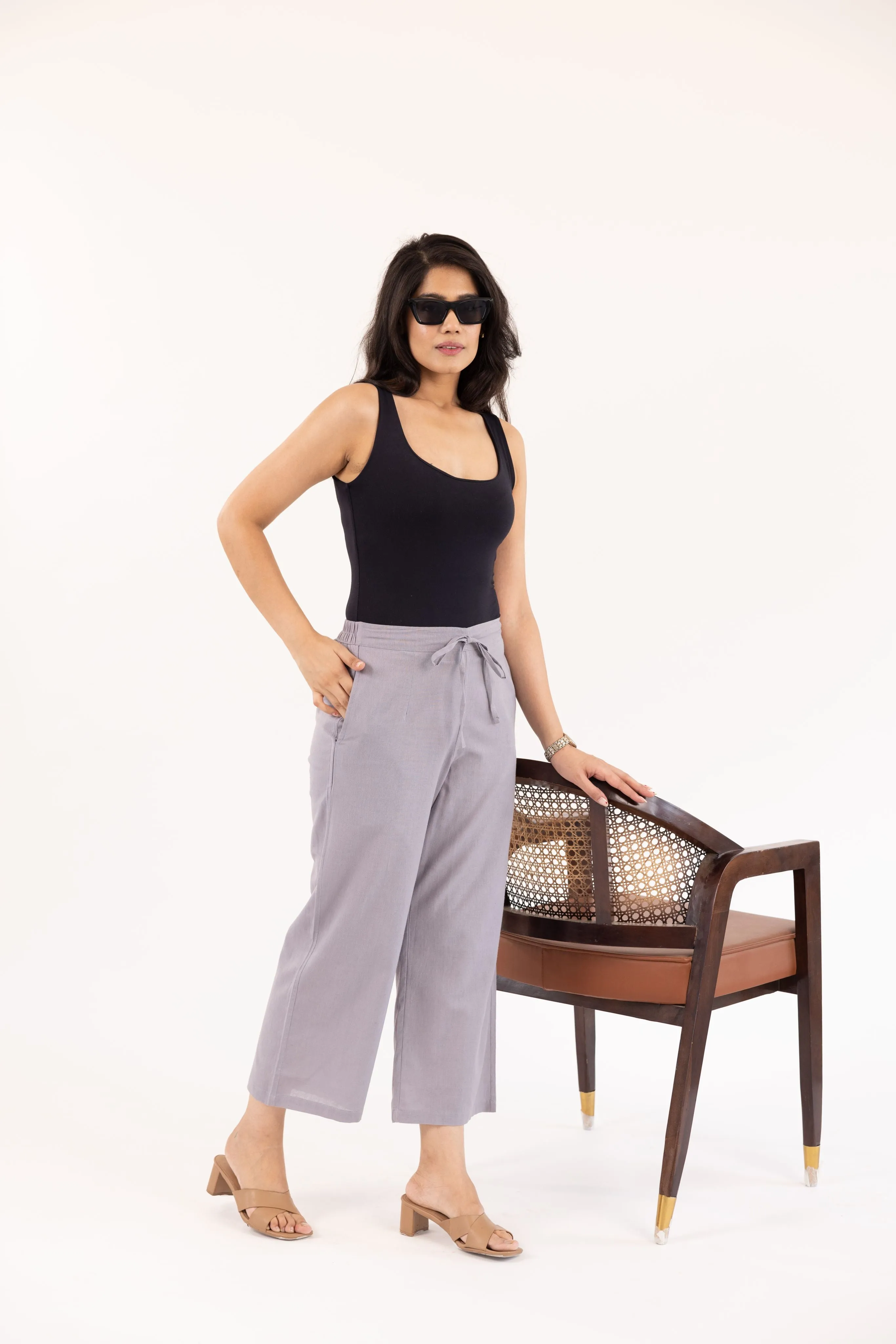 Dark Grey Women's Plazzo Trousers