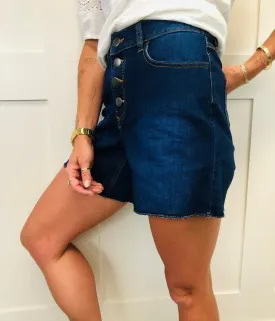 Denim Button Front Shorts