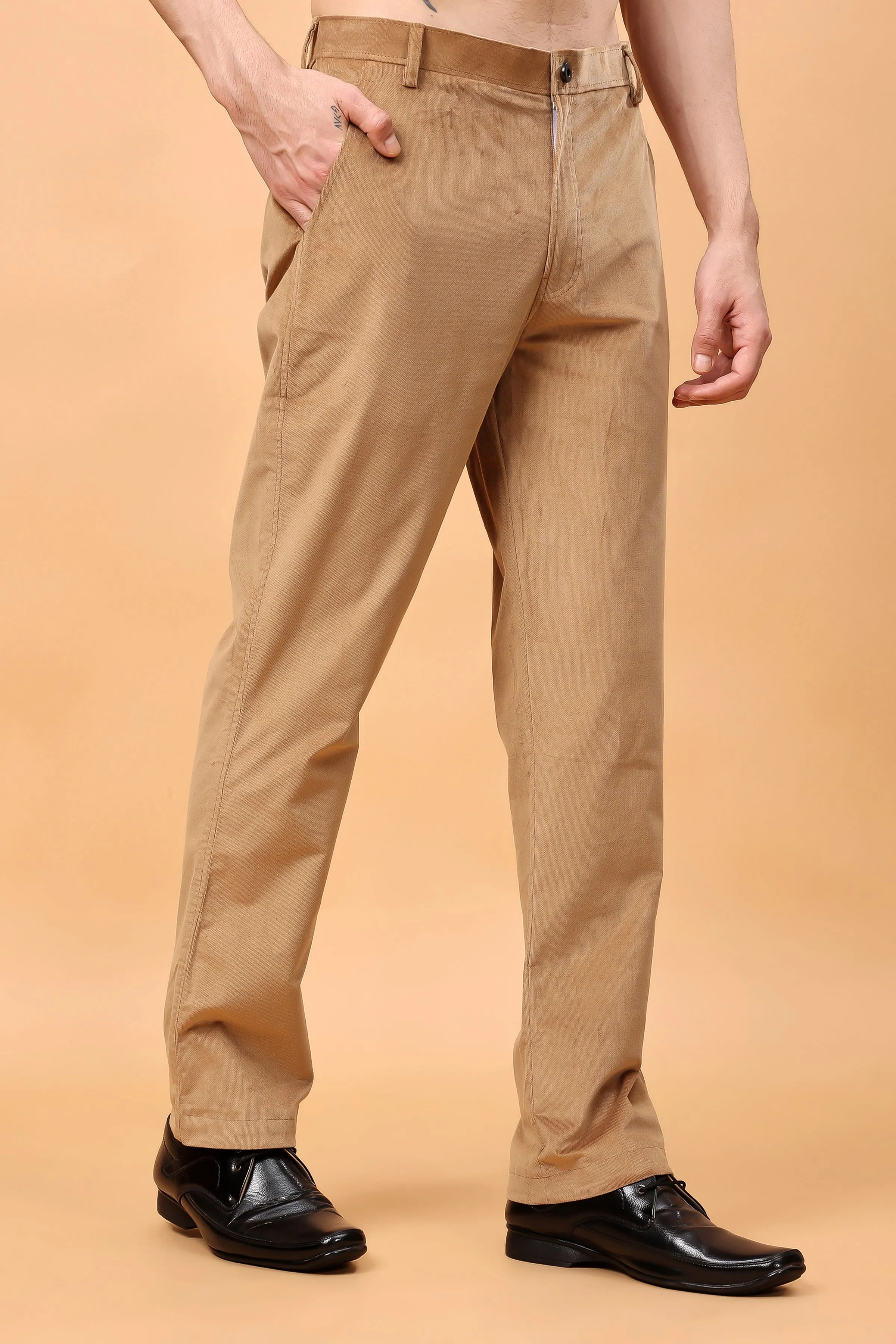 Desert Beige Corduroy Formal Trousers