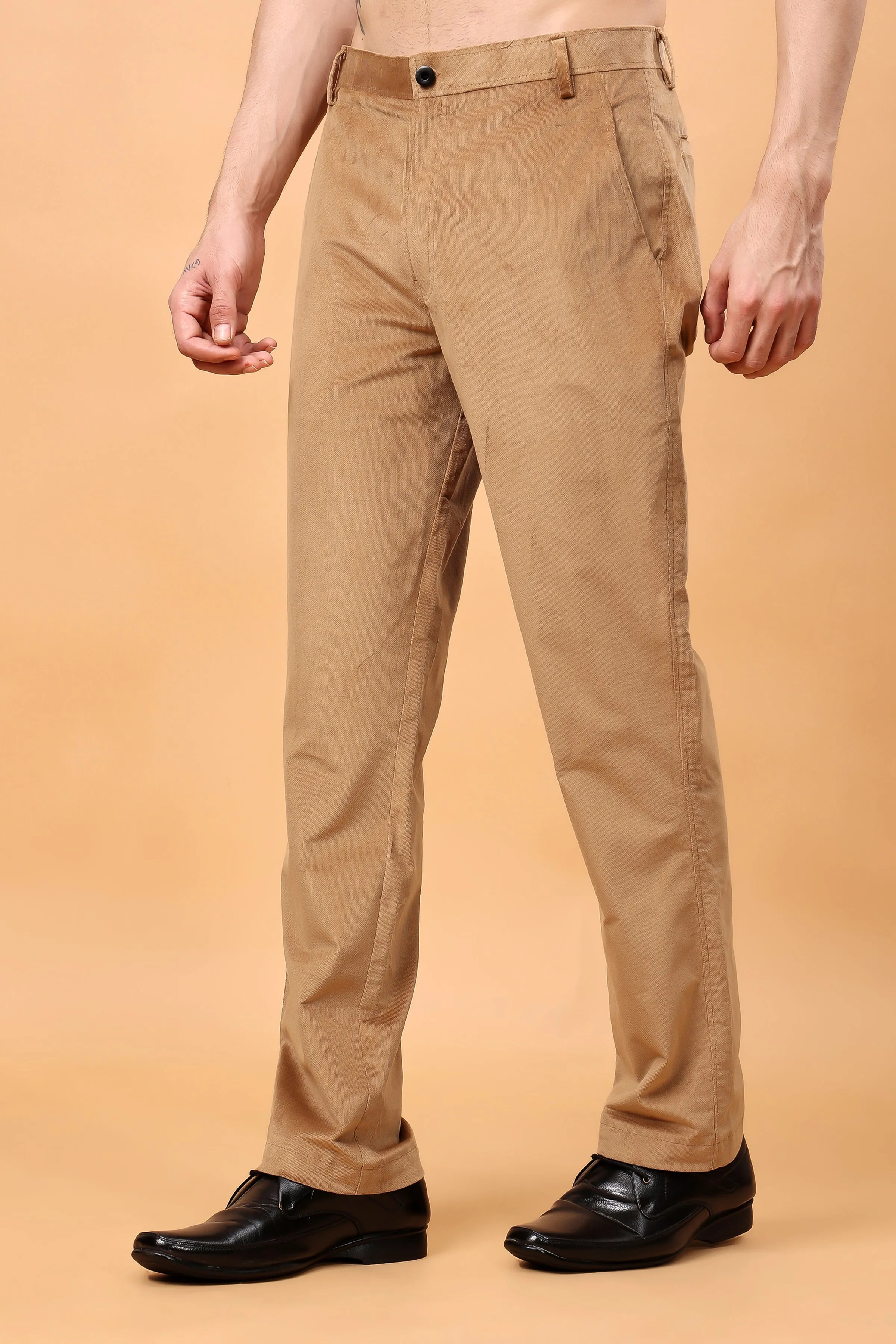 Desert Beige Corduroy Formal Trousers