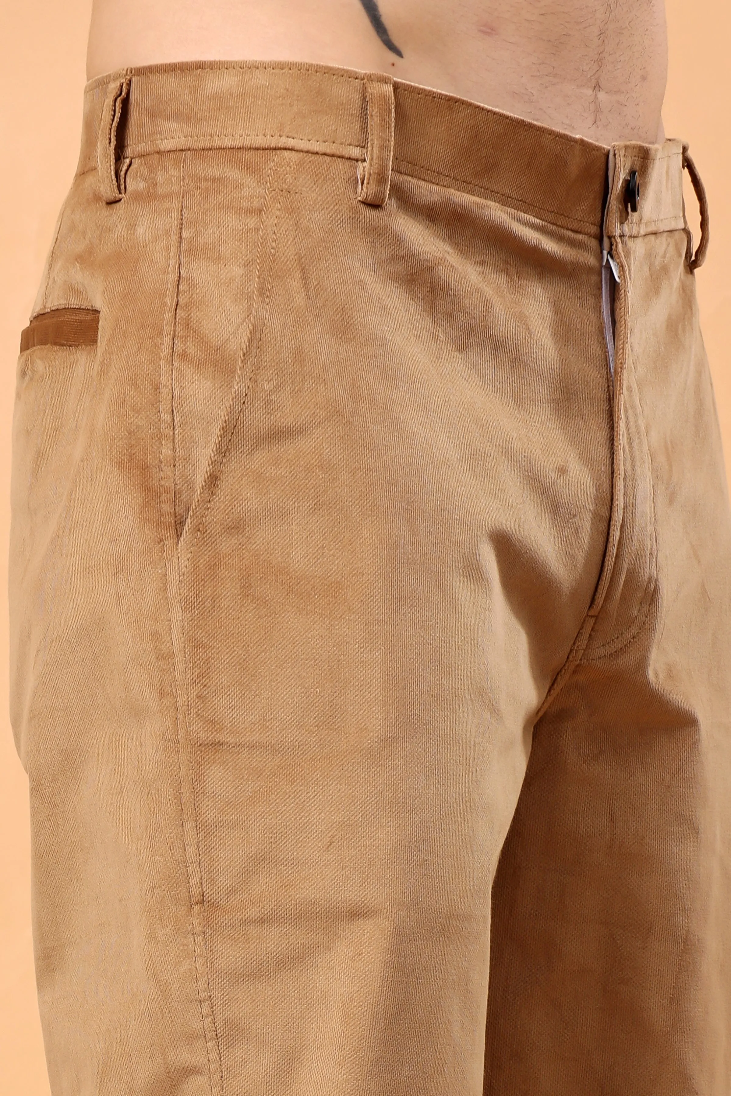 Desert Beige Corduroy Formal Trousers