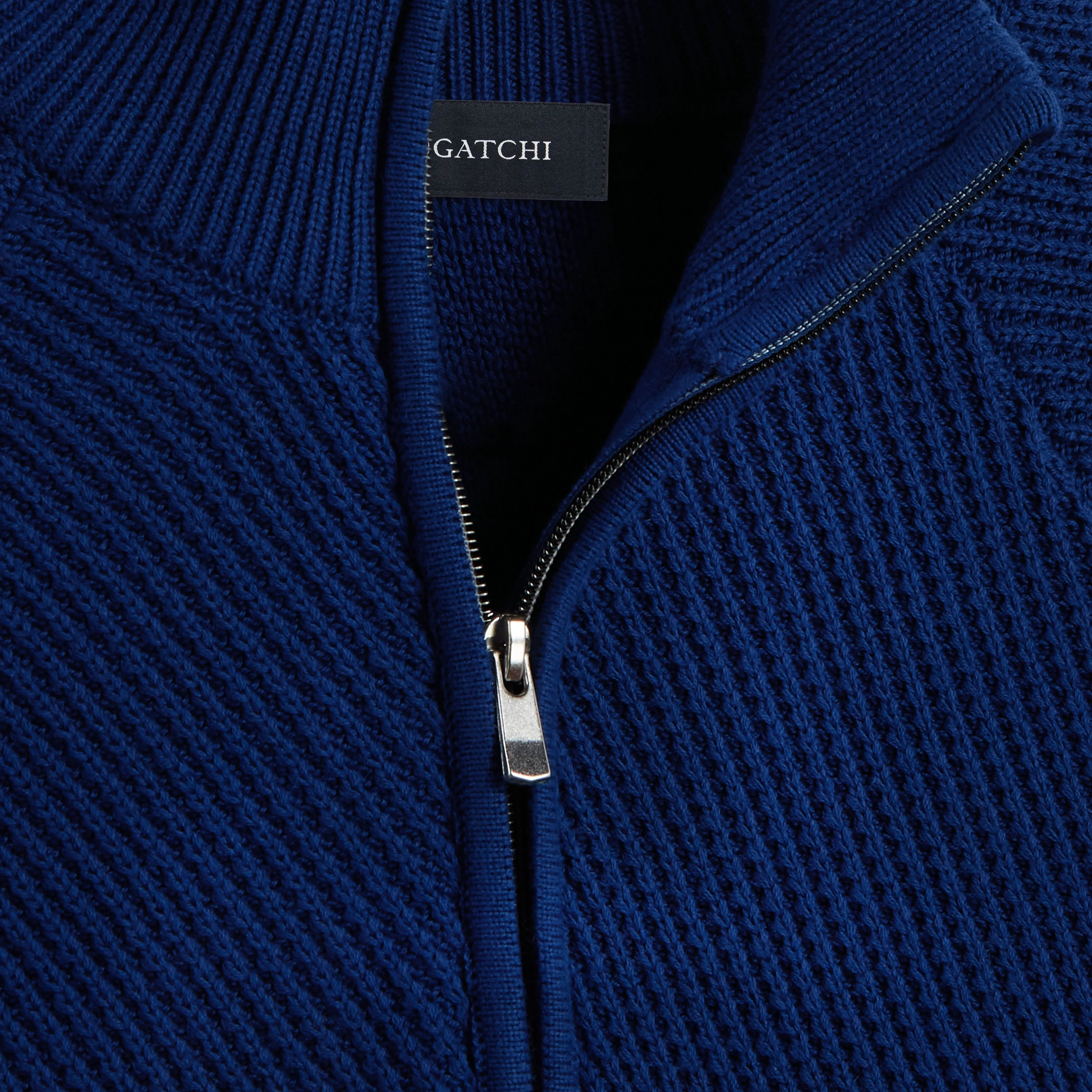 Diagonal Stitch Quarter Zip Sweater