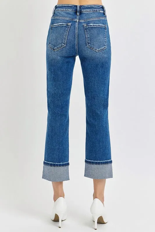 DORY HIGH RISE ANKLE STRAIGHT CUFFED JEANS