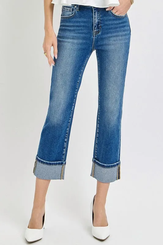 DORY HIGH RISE ANKLE STRAIGHT CUFFED JEANS