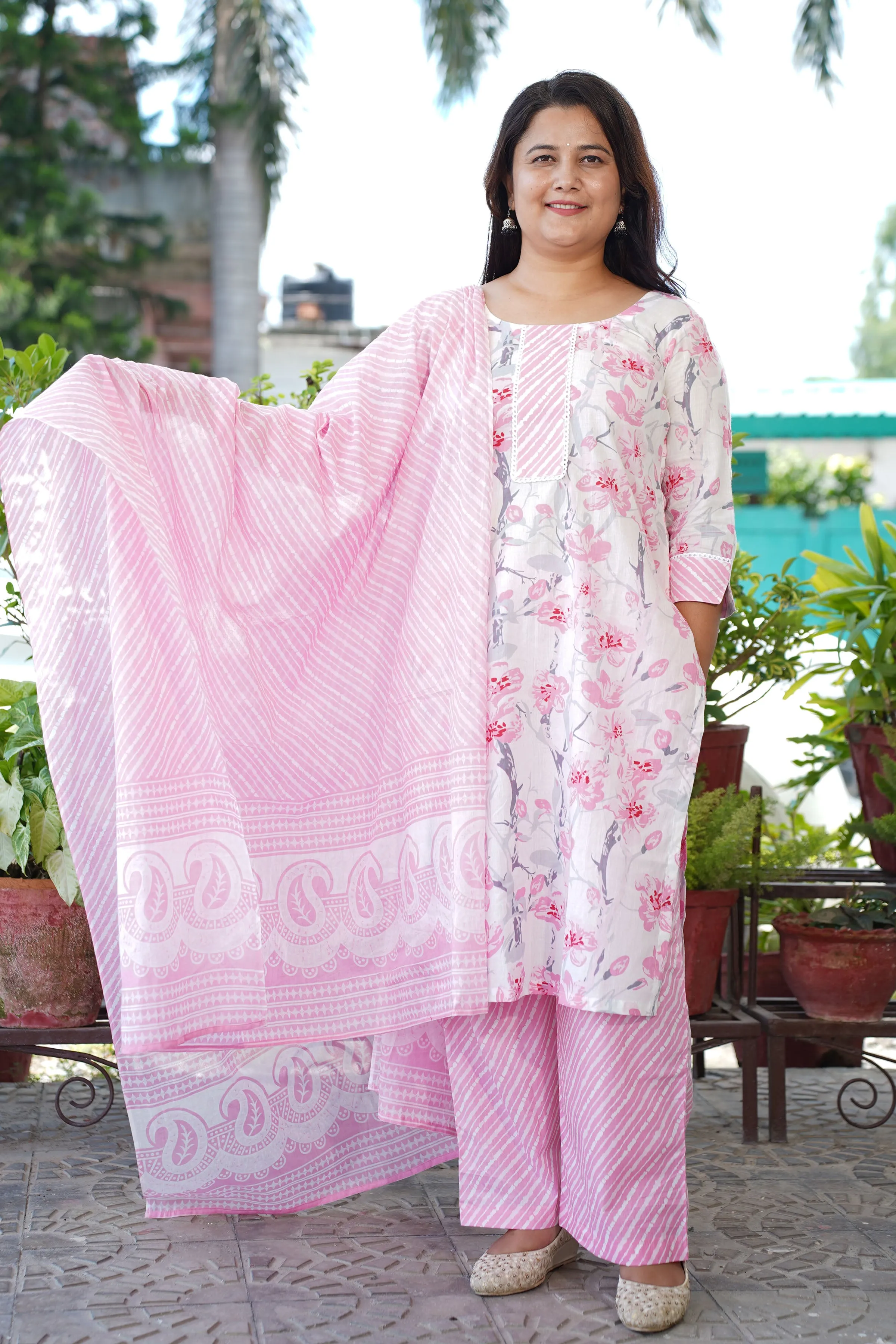 Dreamy Pink Cotton Suit Set