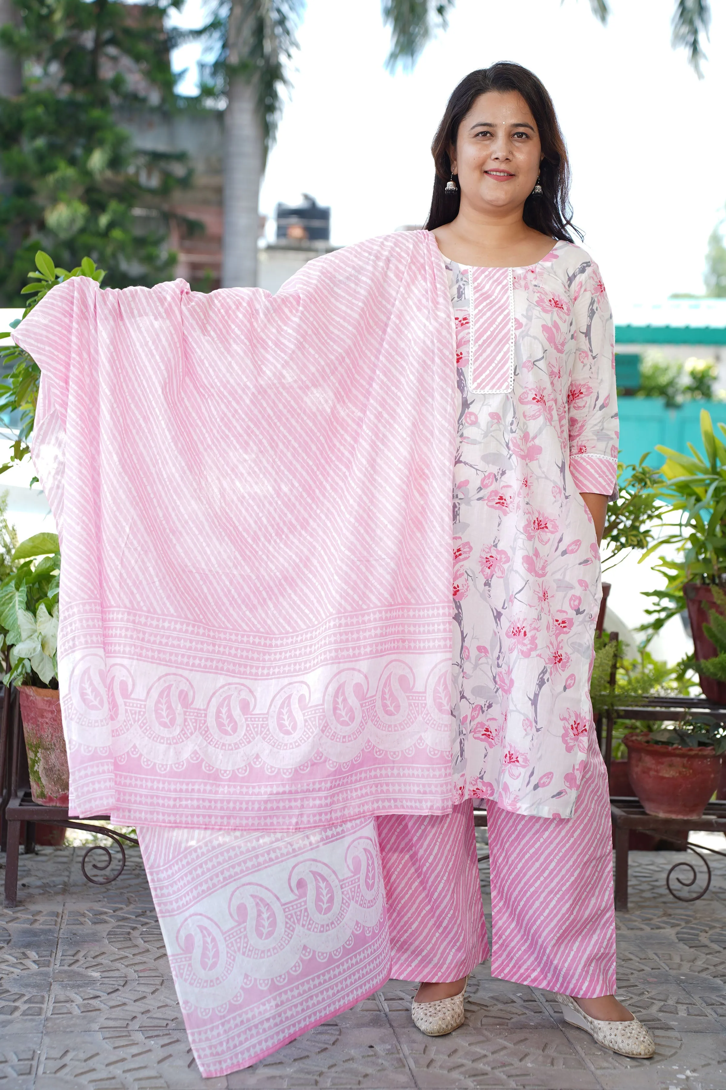 Dreamy Pink Cotton Suit Set