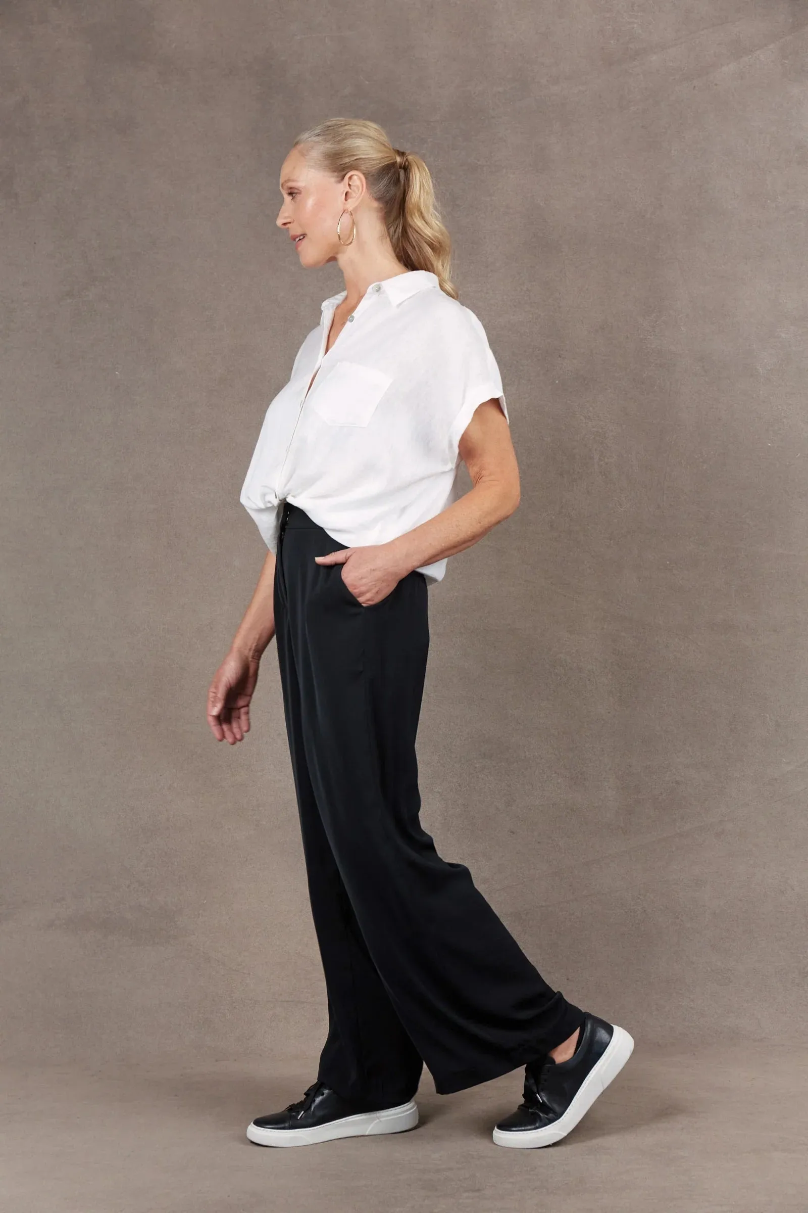 Eb & Ive Mayan Wide Leg Trouser in Ebony