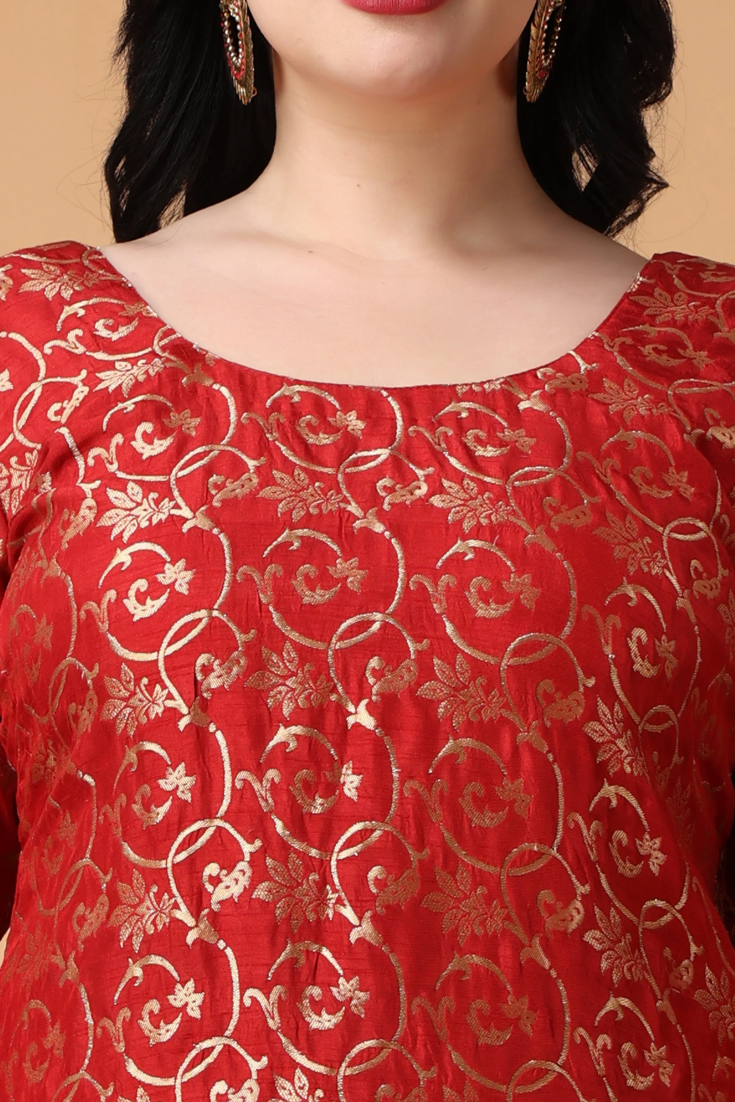 Eternally Red Jacquard Silk Suit