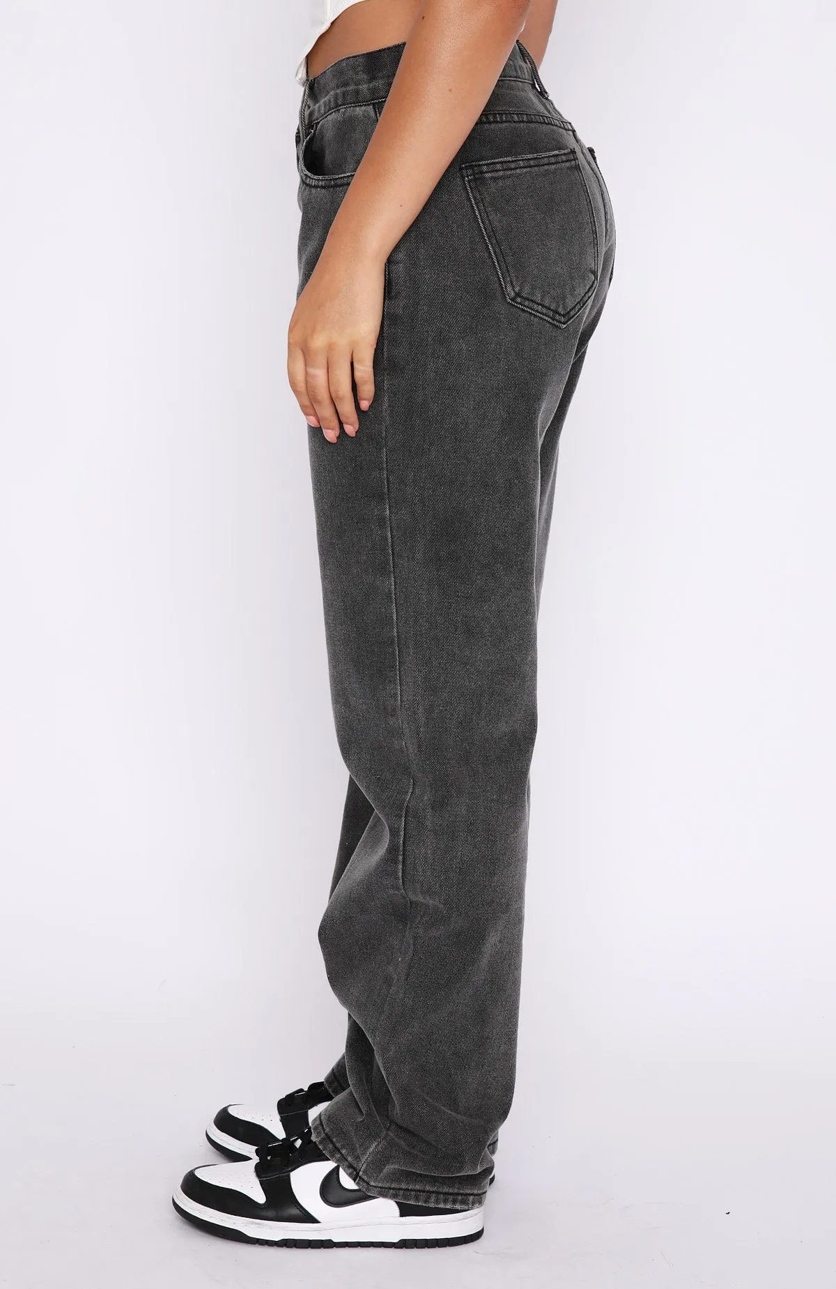 Fashion Society Mid Rise Straight Leg Jeans Acid Black