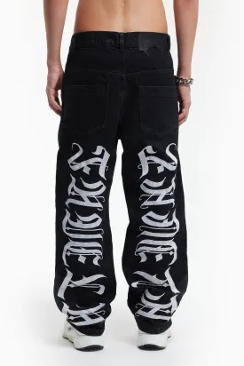 FAVELA FAVELA EMBROIDERY BLACK DENIM