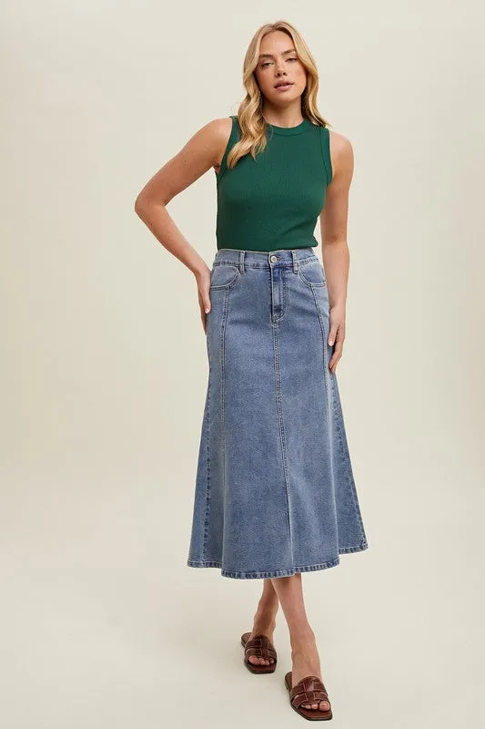 Flare Denim Skirt