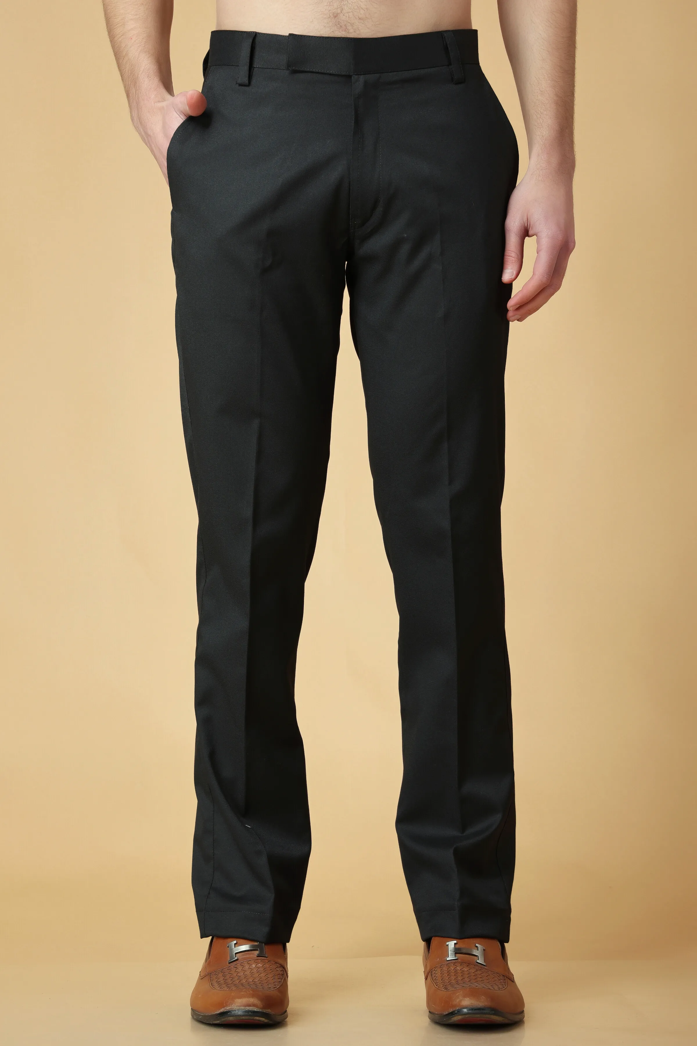 Forest Black Formal Stretch Trousers