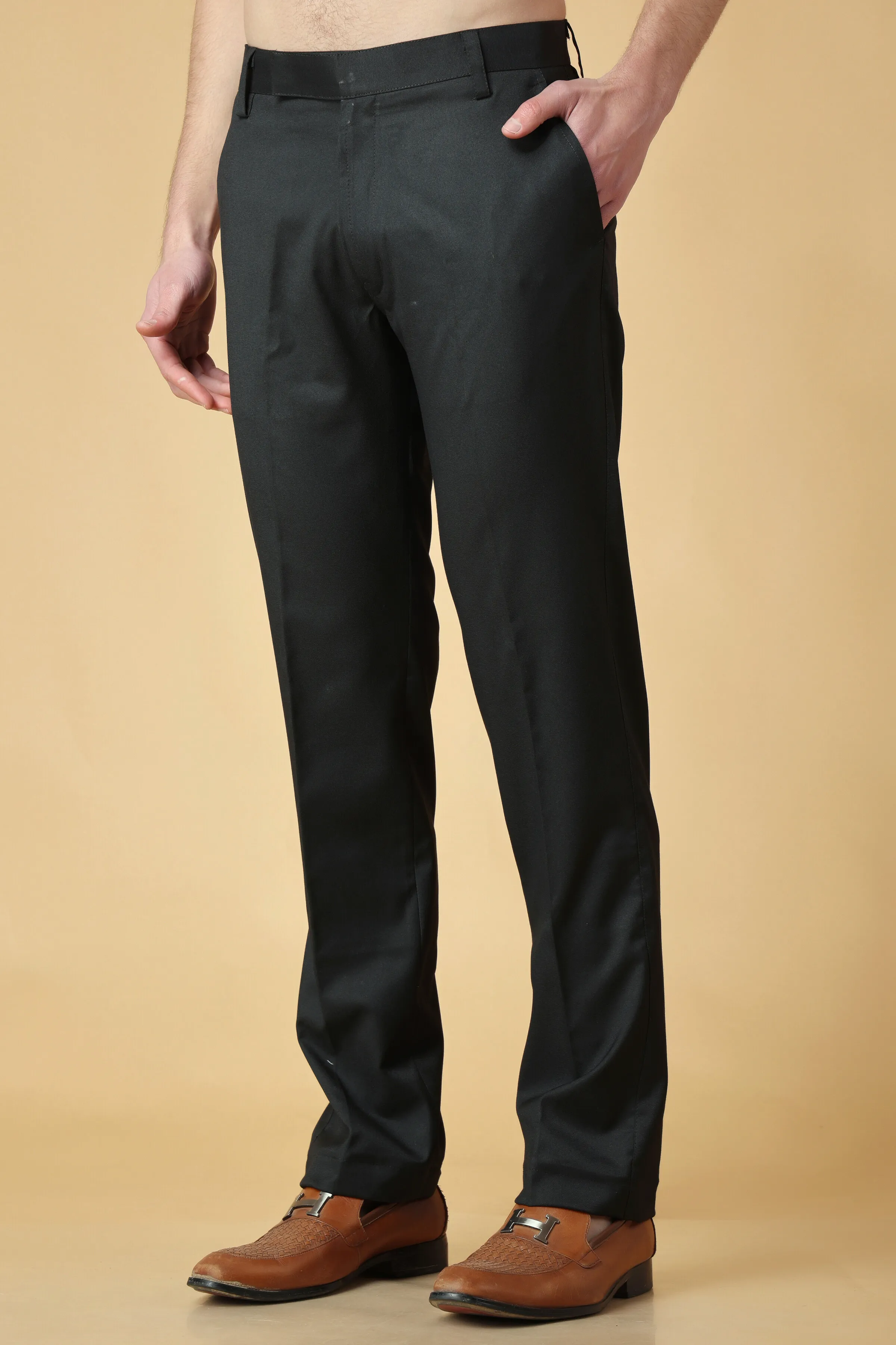 Forest Black Formal Stretch Trousers