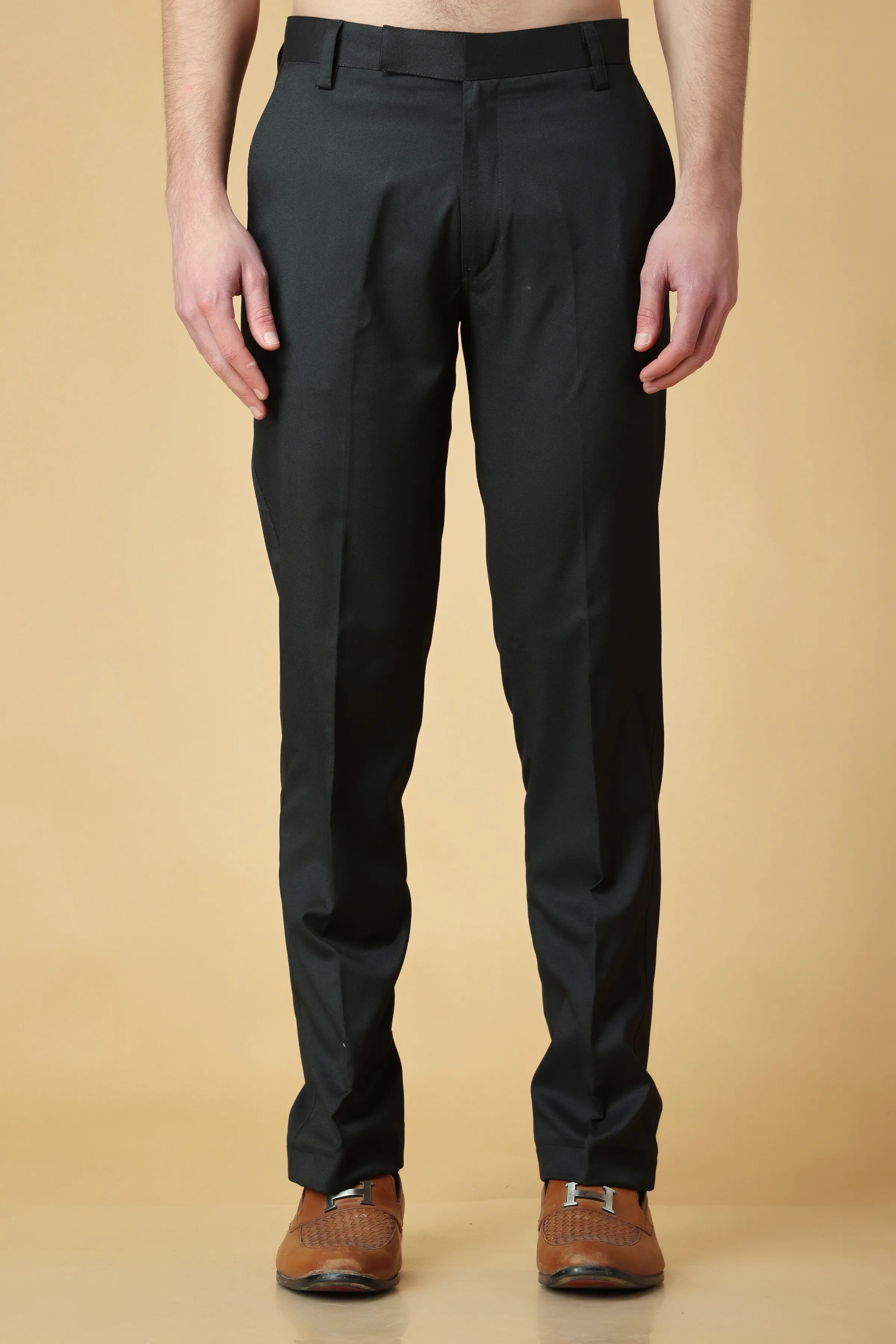 Forest Black Formal Stretch Trousers