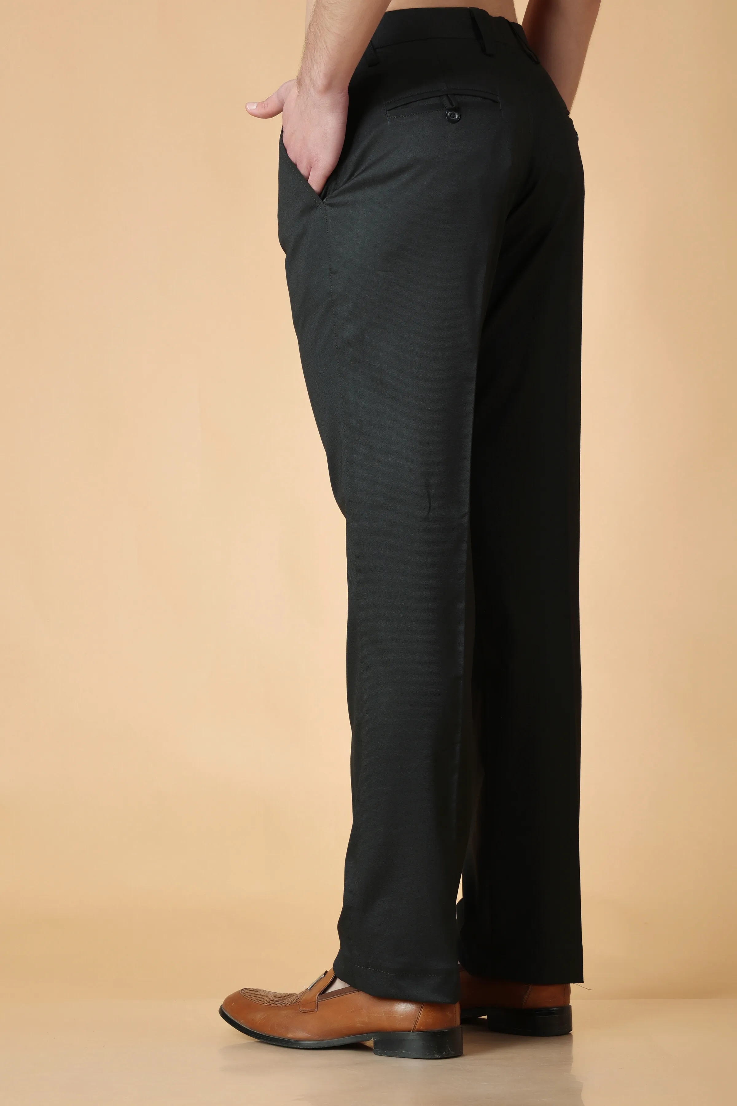 Forest Black Formal Stretch Trousers