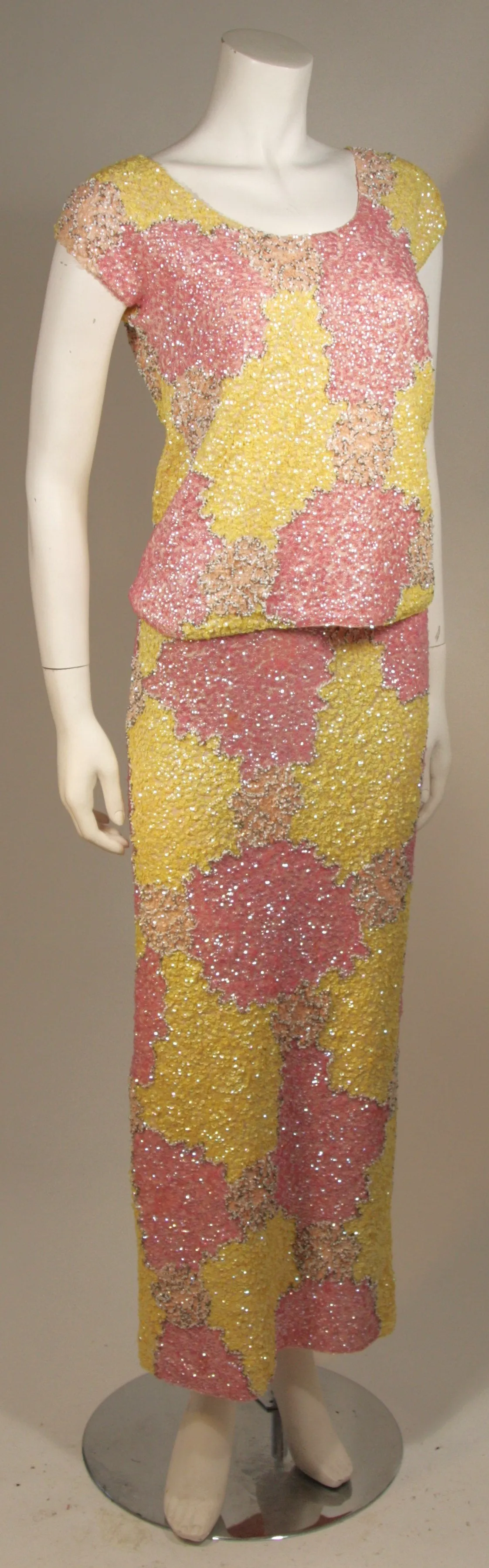 GENE SHELLY'S Yellow and Pink Stretch Wool Abstract Set Size 6-8