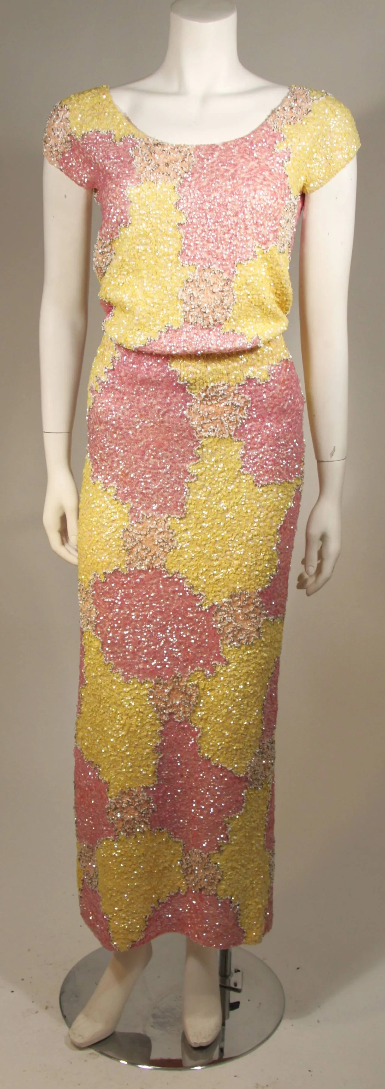 GENE SHELLY'S Yellow and Pink Stretch Wool Abstract Set Size 6-8