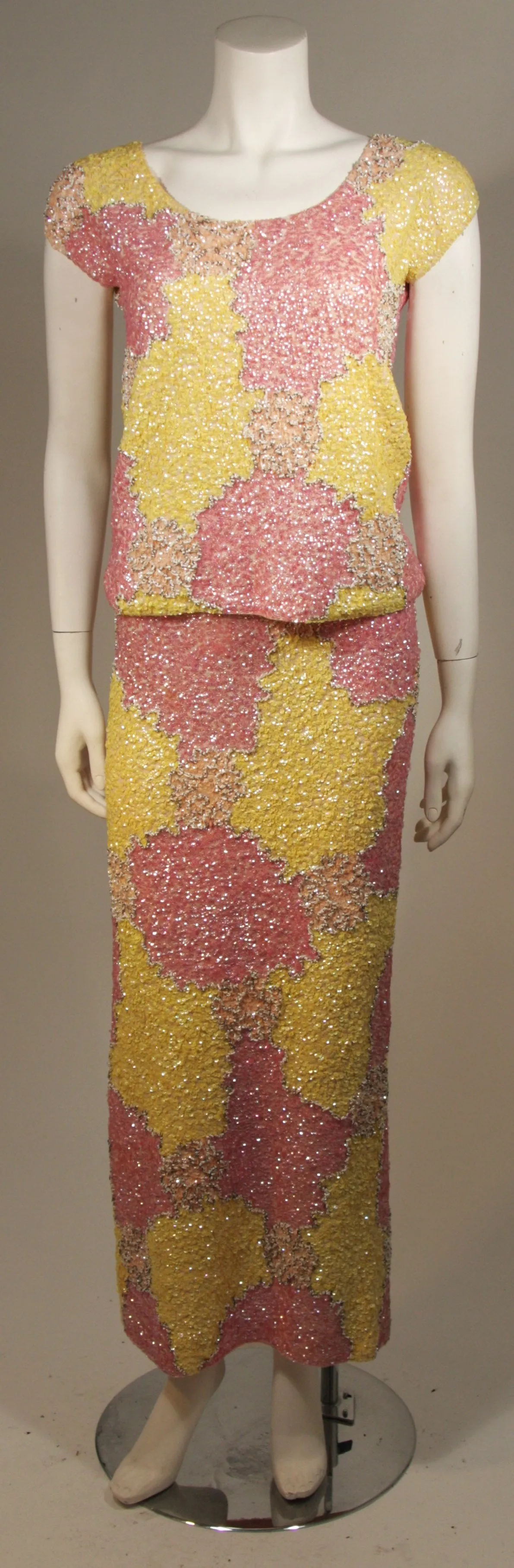 GENE SHELLY'S Yellow and Pink Stretch Wool Abstract Set Size 6-8