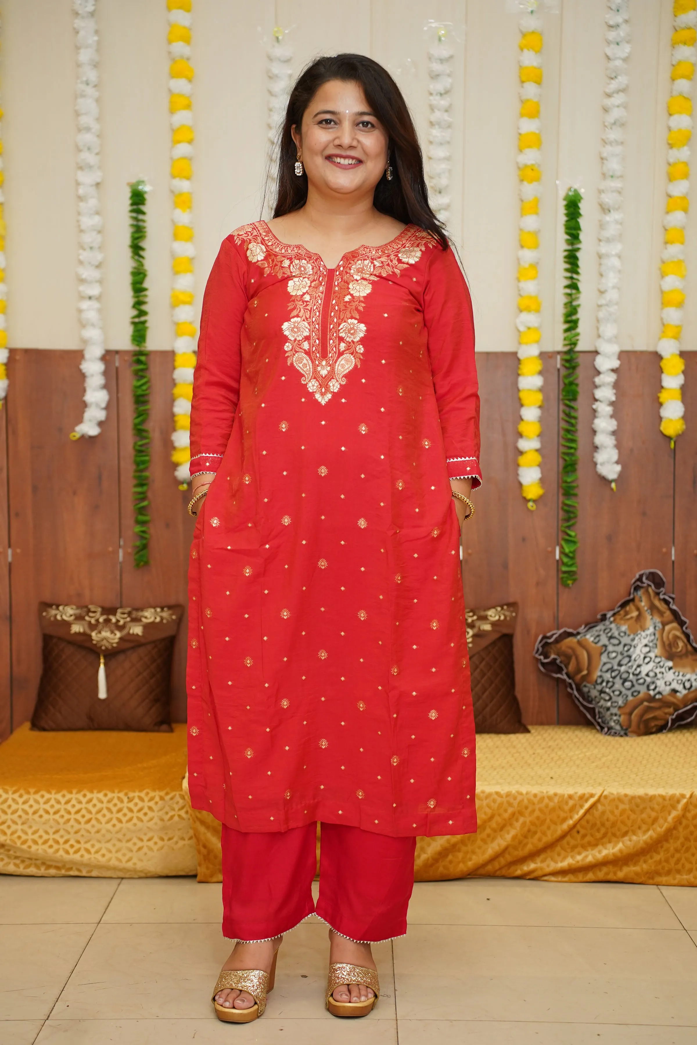 Gleaming Red Fancy Suit Set