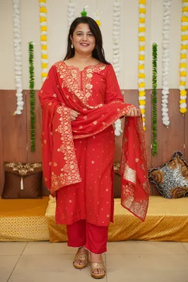 Gleaming Red Fancy Suit Set