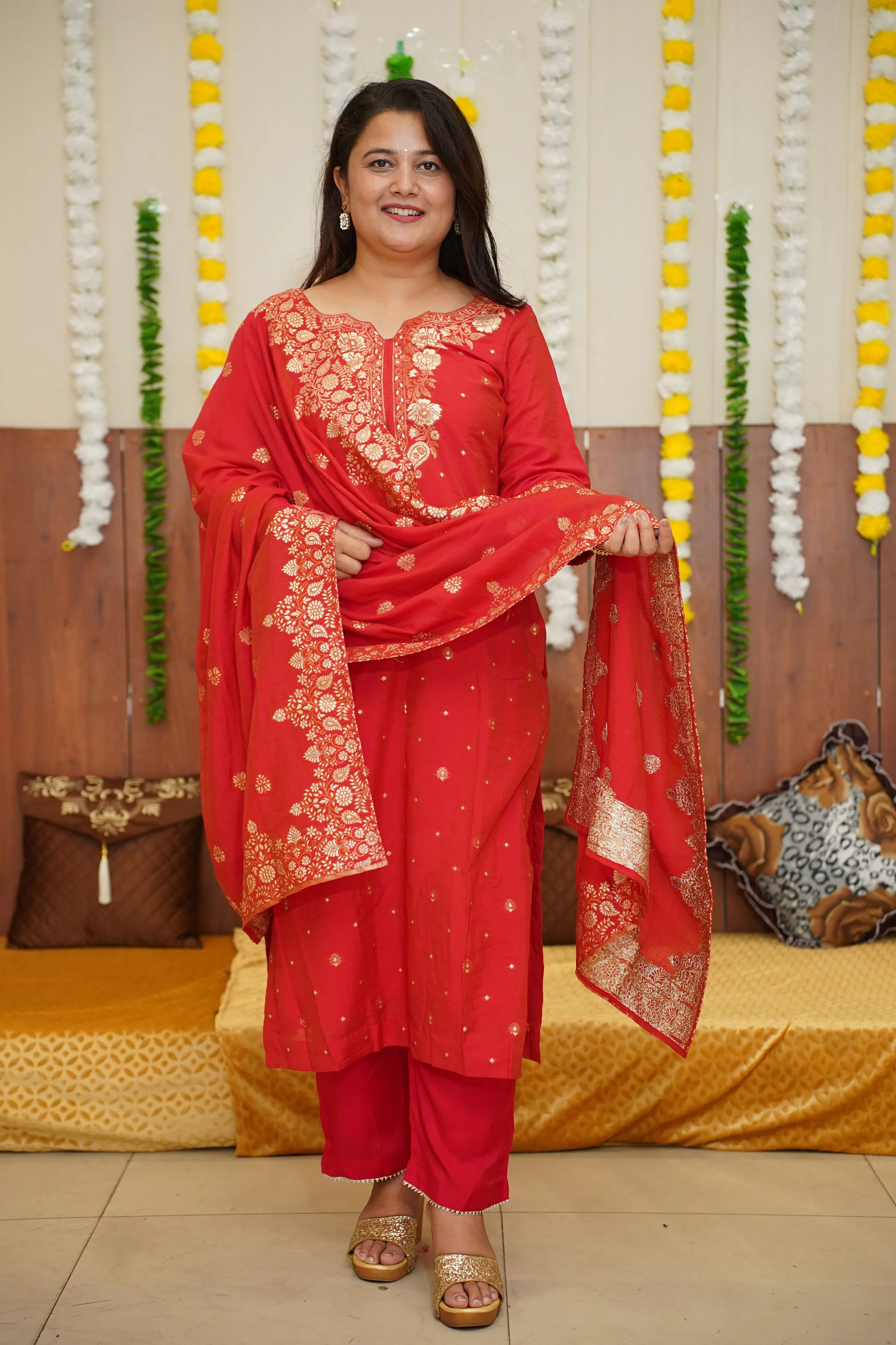 Gleaming Red Fancy Suit Set