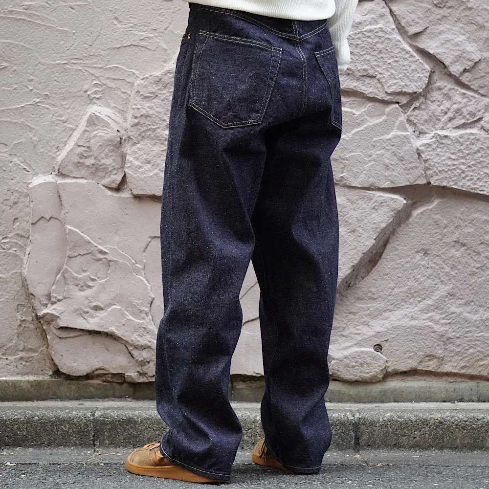 GOLD - RECYCLED WASTE SUVIN COTTON YARN 11.5oz. DENIM 5POCKET WIDE PANTS - GL42472A