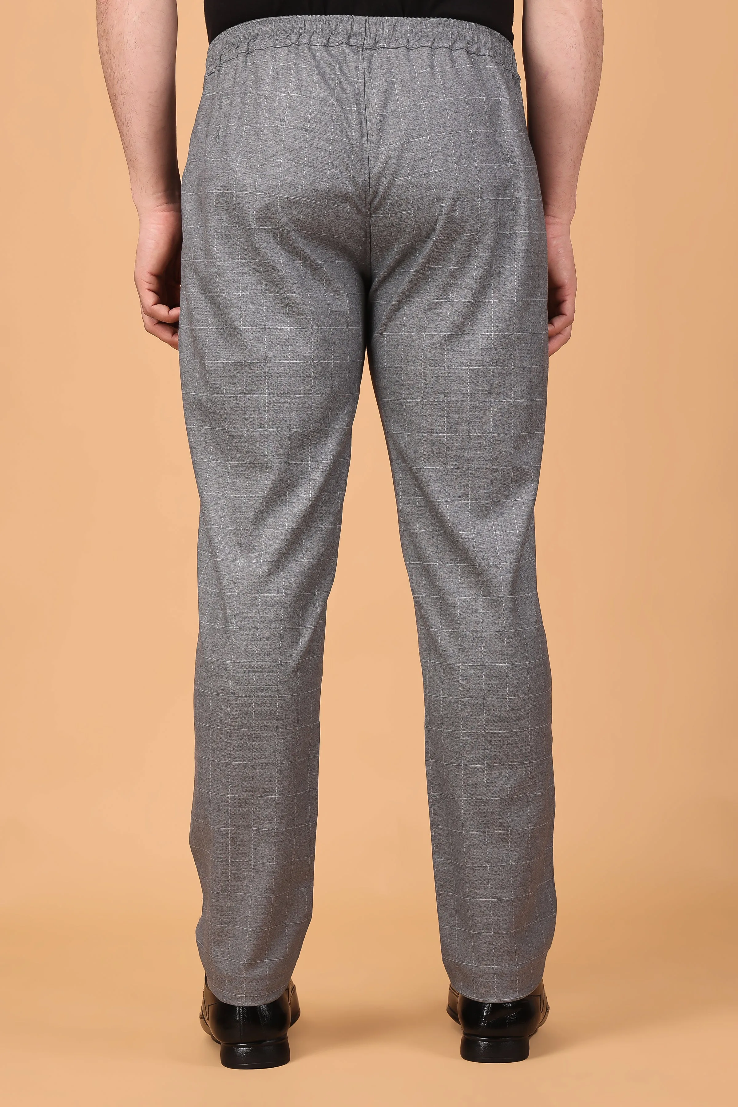 Graphite Checked Comfort Fit Trousers