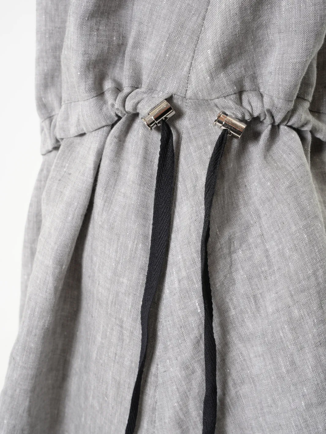 Gray Linen Dress With Asymmetric Hem