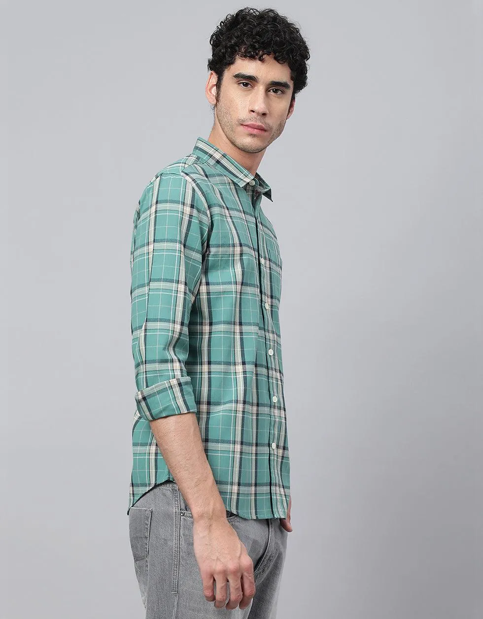 Green Checks Printed Shirt