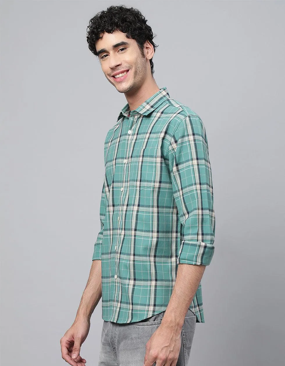 Green Checks Printed Shirt