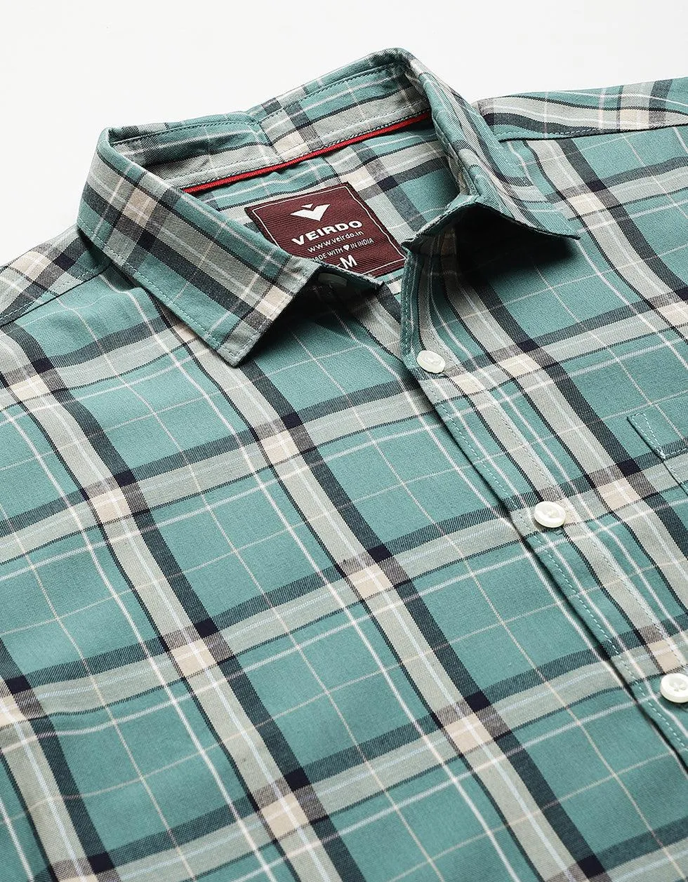 Green Checks Printed Shirt