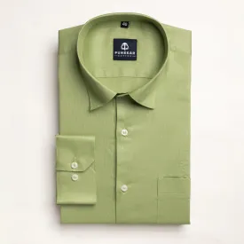 Green Color Micro Checks Texture Satin Cotton Shirt For Men