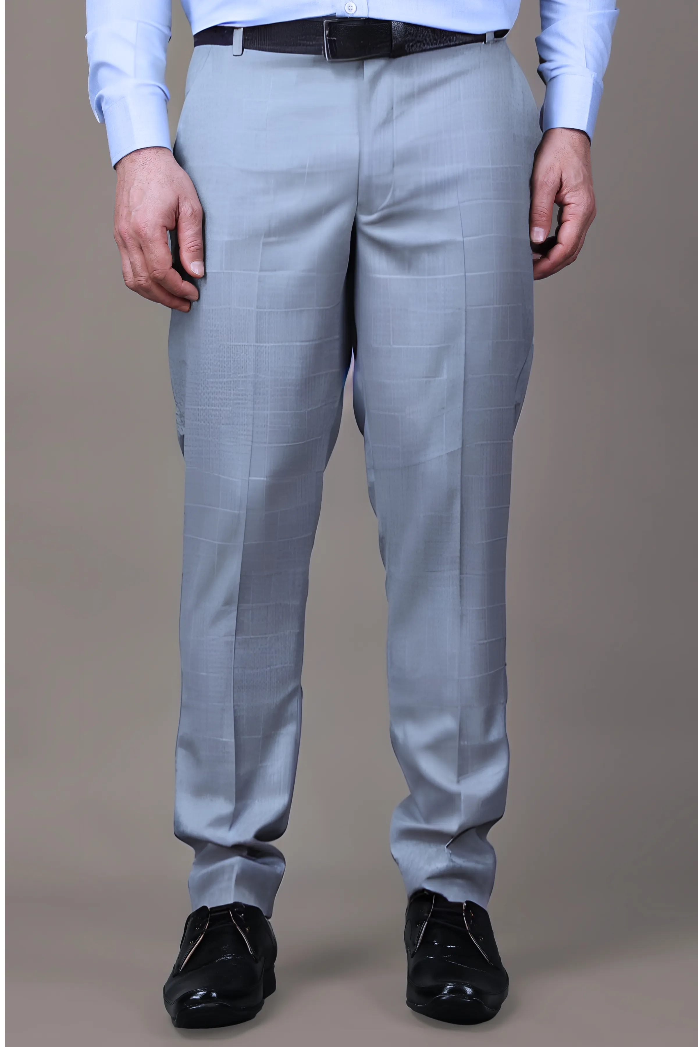 Grey Checked Formal Trousers