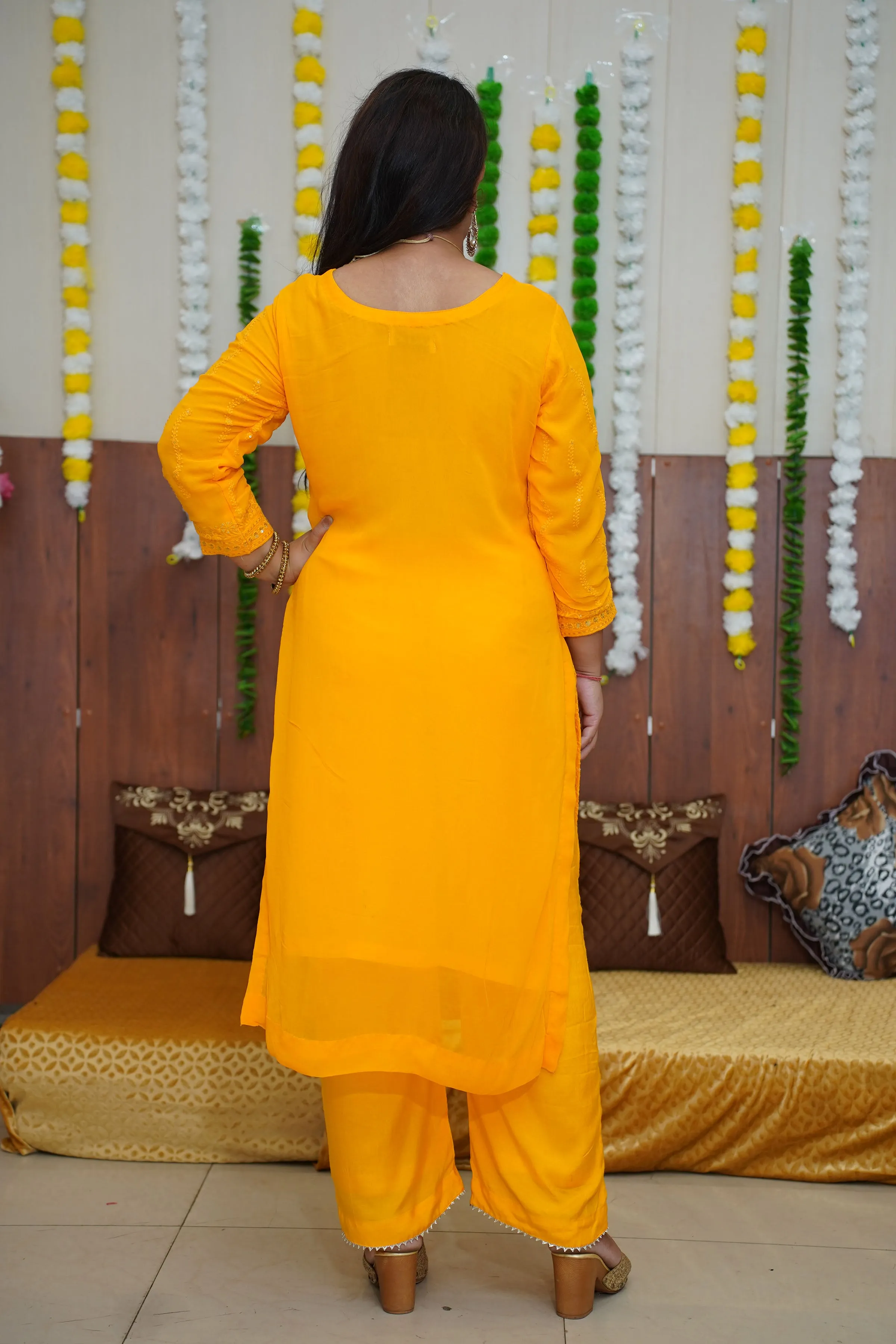 Haldi Yellow Sequined Fancy Suit