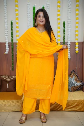 Haldi Yellow Sequined Fancy Suit