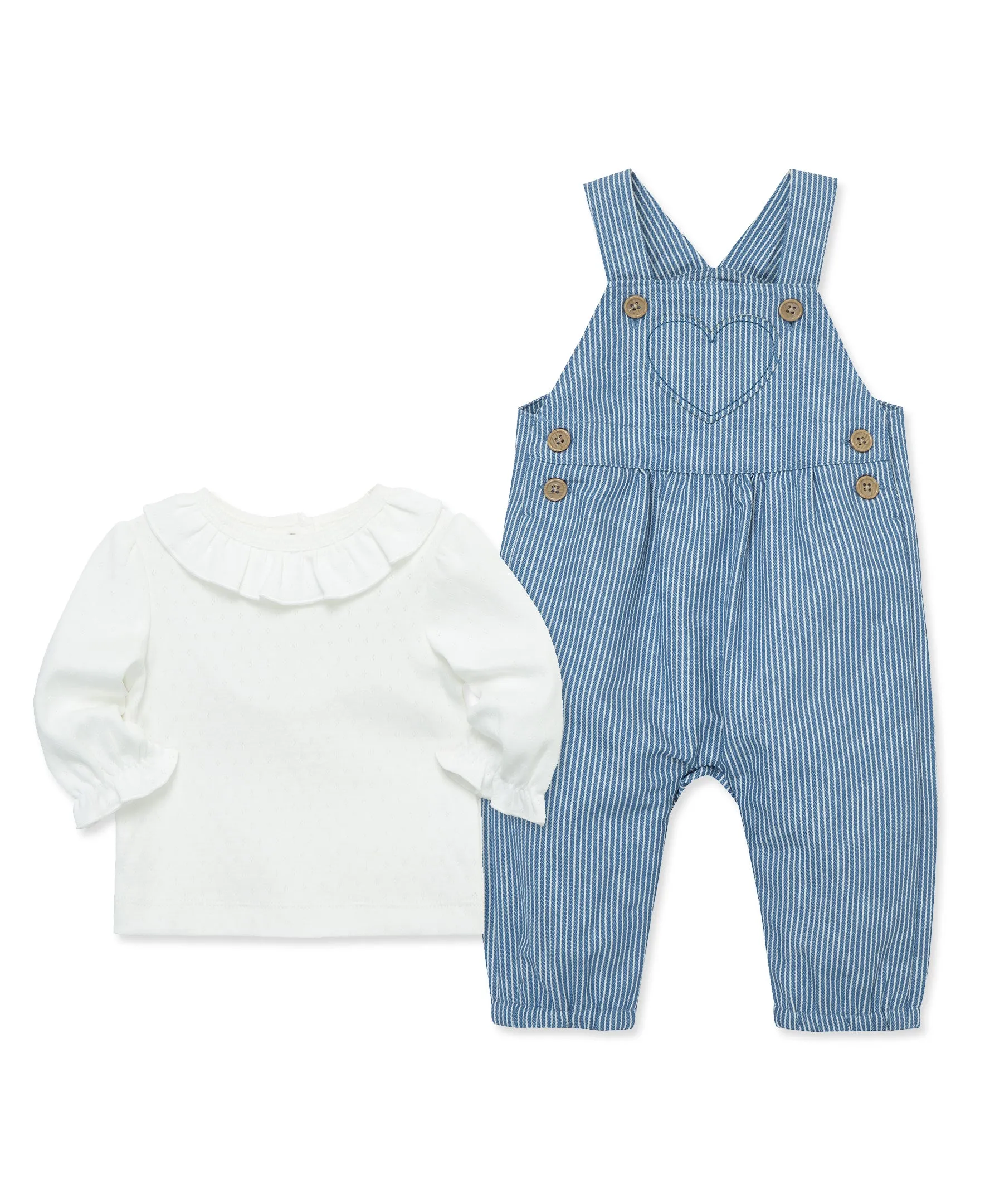 Heart Woven Overall Set (12M-24M)