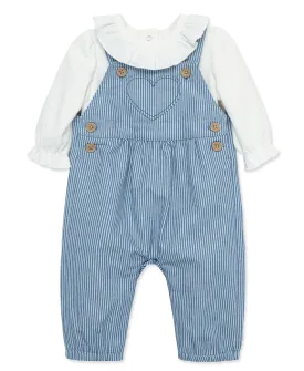 Heart Woven Overall Set (3M-12M)