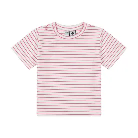 Henry Boys Button Shoulder Tee Red Stripe