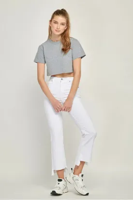 Hi Low Uncut Hem | White