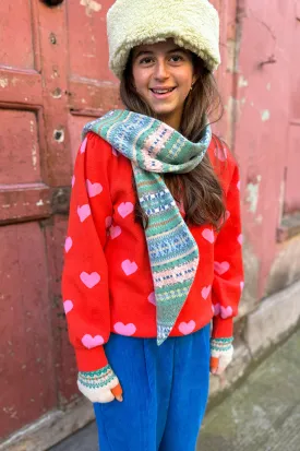 ICHI Brielle Red & Superpink Knitted Pullover