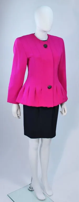 JACQUELINE DE RIBES Silk Magenta Skirt Suit Size 6