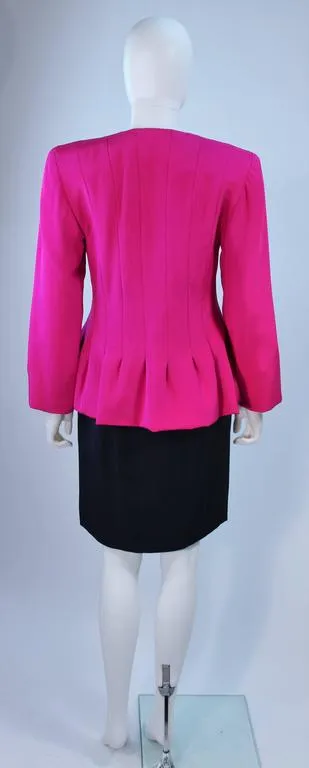 JACQUELINE DE RIBES Silk Magenta Skirt Suit Size 6