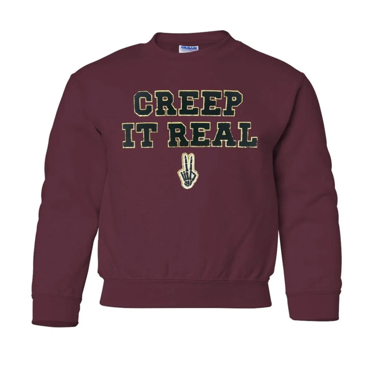 Kids 'Creep It Real' Letter Patch Crewneck Sweatshirt