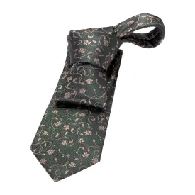 Kingsbury Floral Silk Tie, Olive Green / Gold