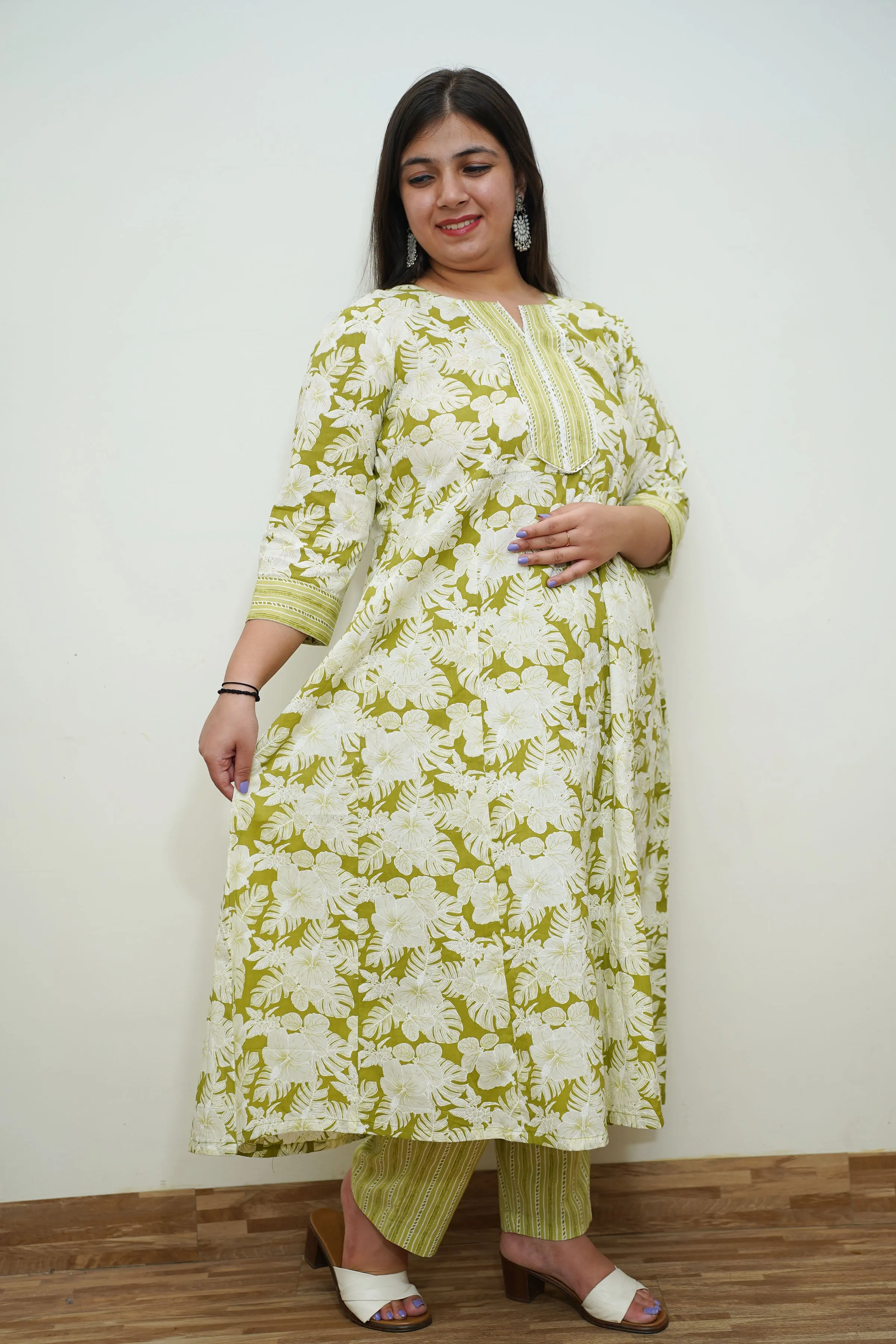 Leafy Bagh Cotton Anarkali Set