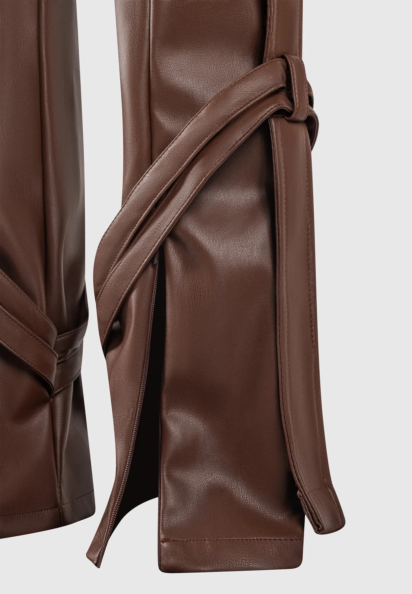 Leather Carpenter Cargo Trousers - Brown