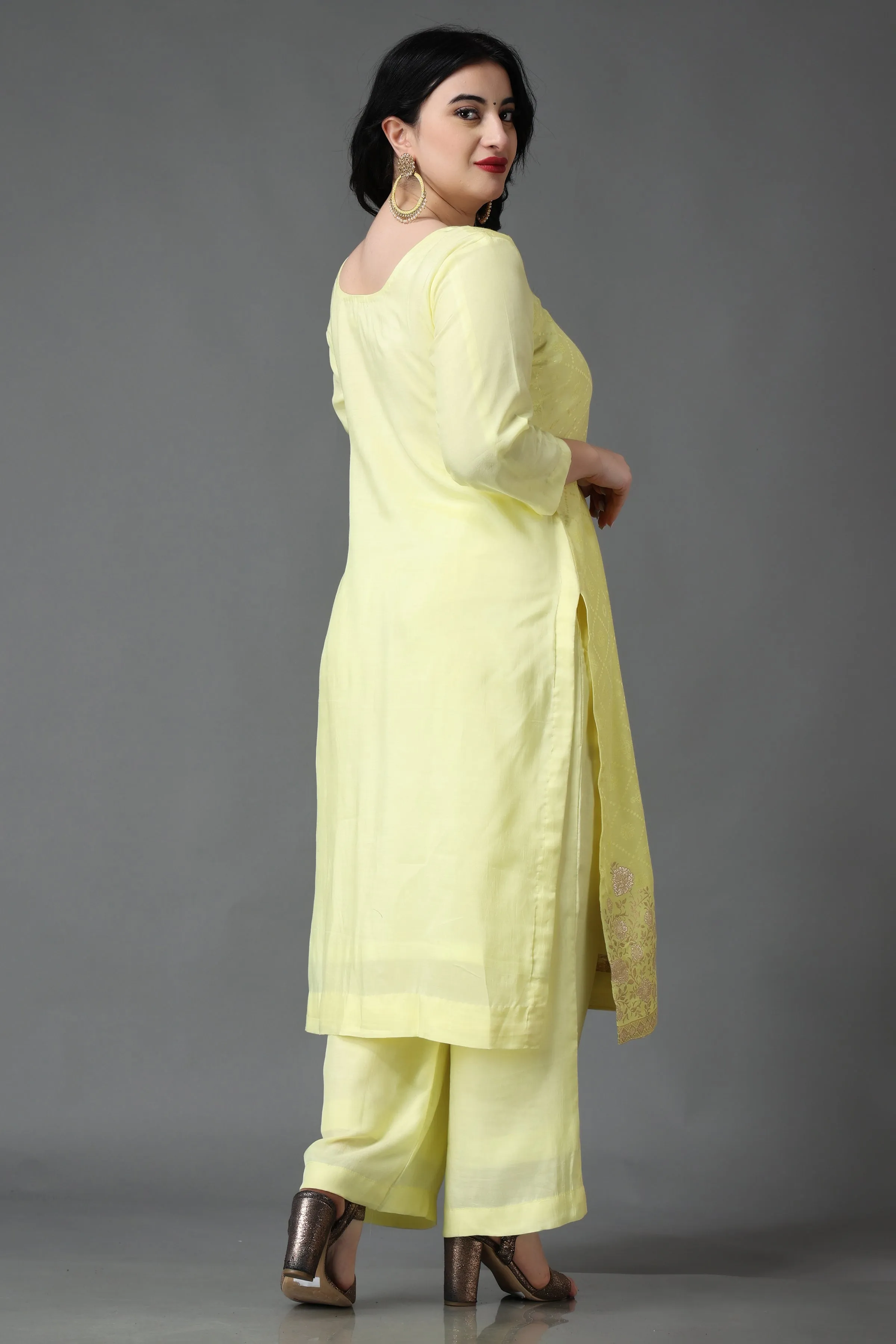 Lemon Icing Fancy Muslin Suit