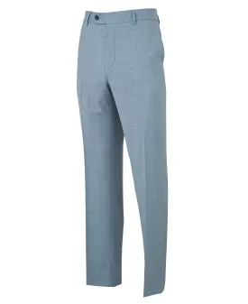 Light Blue Wool-Blend Tailored Suit Trousers