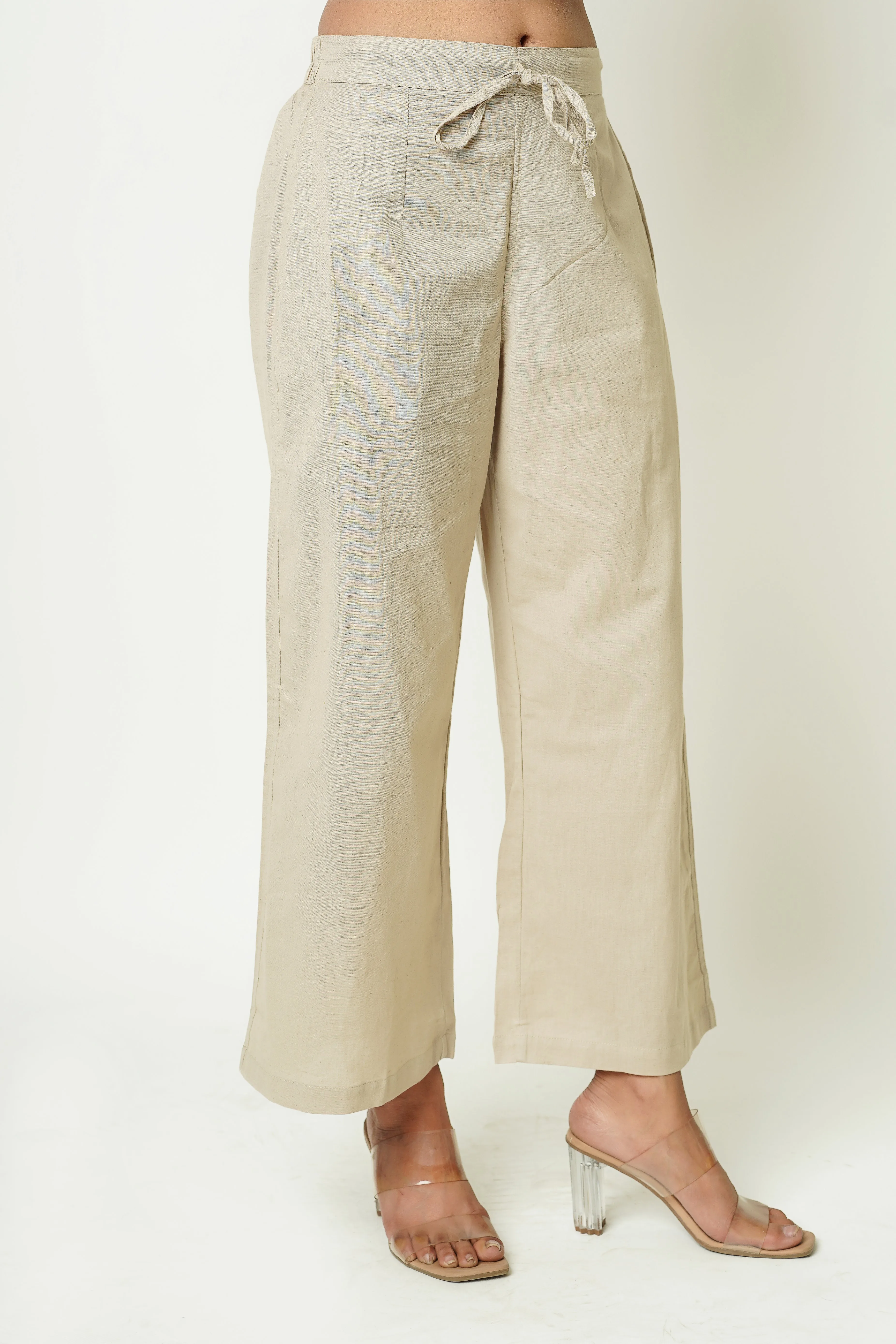 Light Brown Cotton Women's Trousers