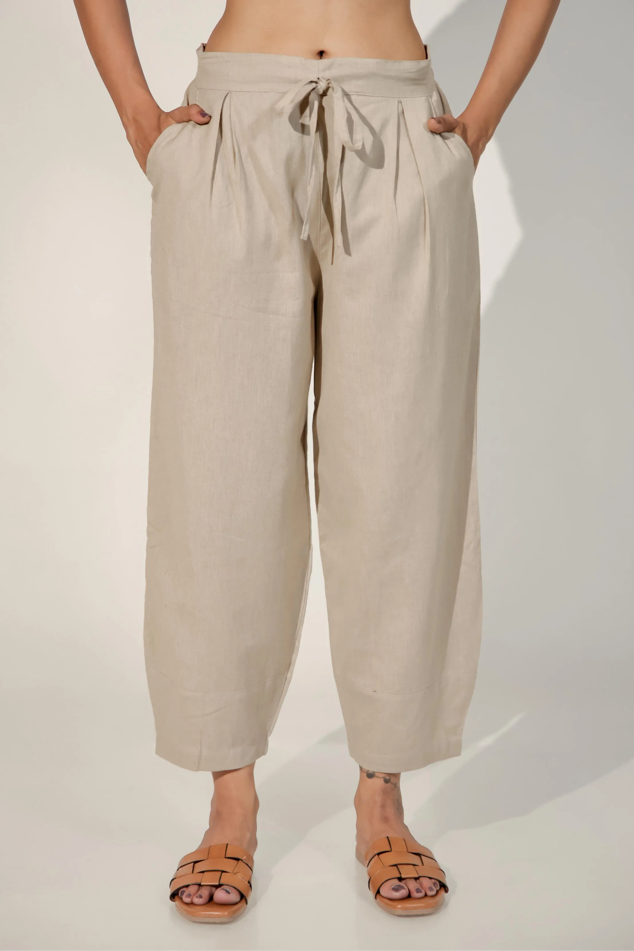 Light Brown Women's Regular-Fit Trousers